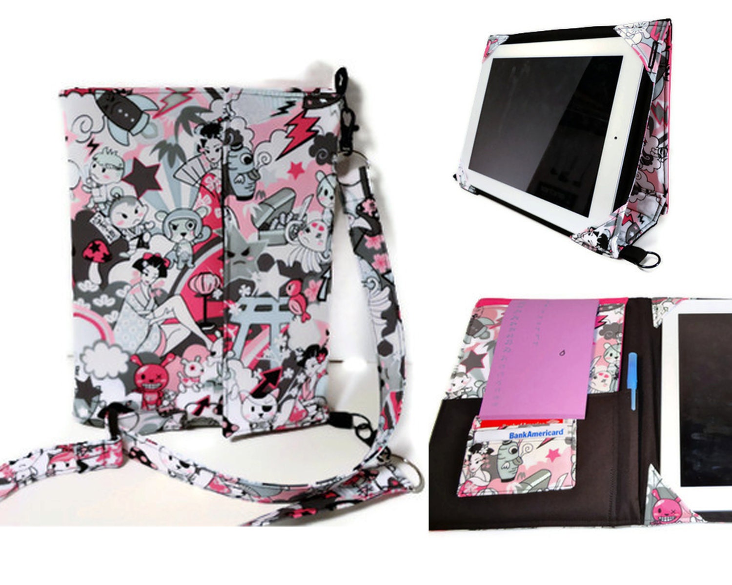 iPad Case iPad Case Cover iPad 2 Cover iPad 3 Case iPad Stand Case Japanese Pop Art Geishas Grey iPad Cover