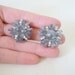 West German Beaded Earrings Clip On 1960s Grey with Rhinestones