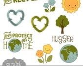 Eco-Cute Clipart Download - Recycling graphics and earth friendly messages - Earth Day, Eco-friendly and commercial-free use