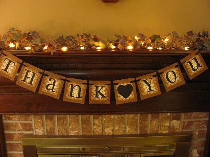 Wedding Banner Thank You  Garland Sign Wedding Photo Prop Black Heart Can Custom Colors