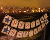 Patriotic Stars & Stripes Banner Garland  Word Sign Red White and Blue Photo Prop