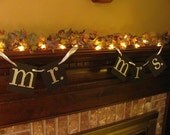 Wedding Banner Mr and Mrs Chair Sign Garland Photo Prop Reception Shower Home Decoration Black and Silver