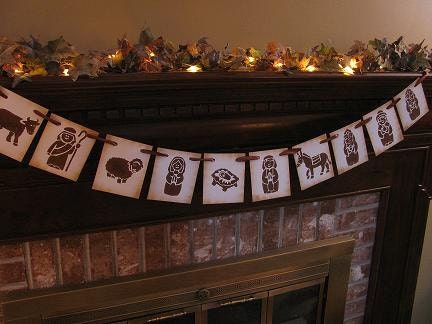 Christmas Nativity Banner Garland Sign Freplace, Wall, Bookcase Decoration Can Custom Colors