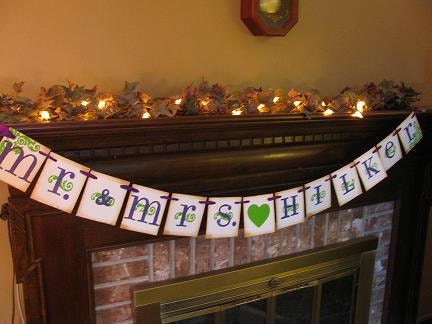 Wedding Banner Mr. and Mrs. with Personalized Last Name Sign Garland Photo Prop You Pick Colors
