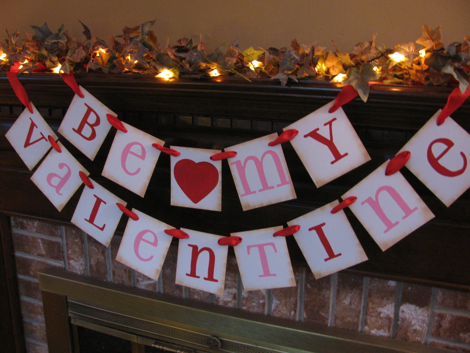 Valentine Banner  Be My Valentine Party Decoration Red and Pink Sign Great Photo Prop Handmade Valentine