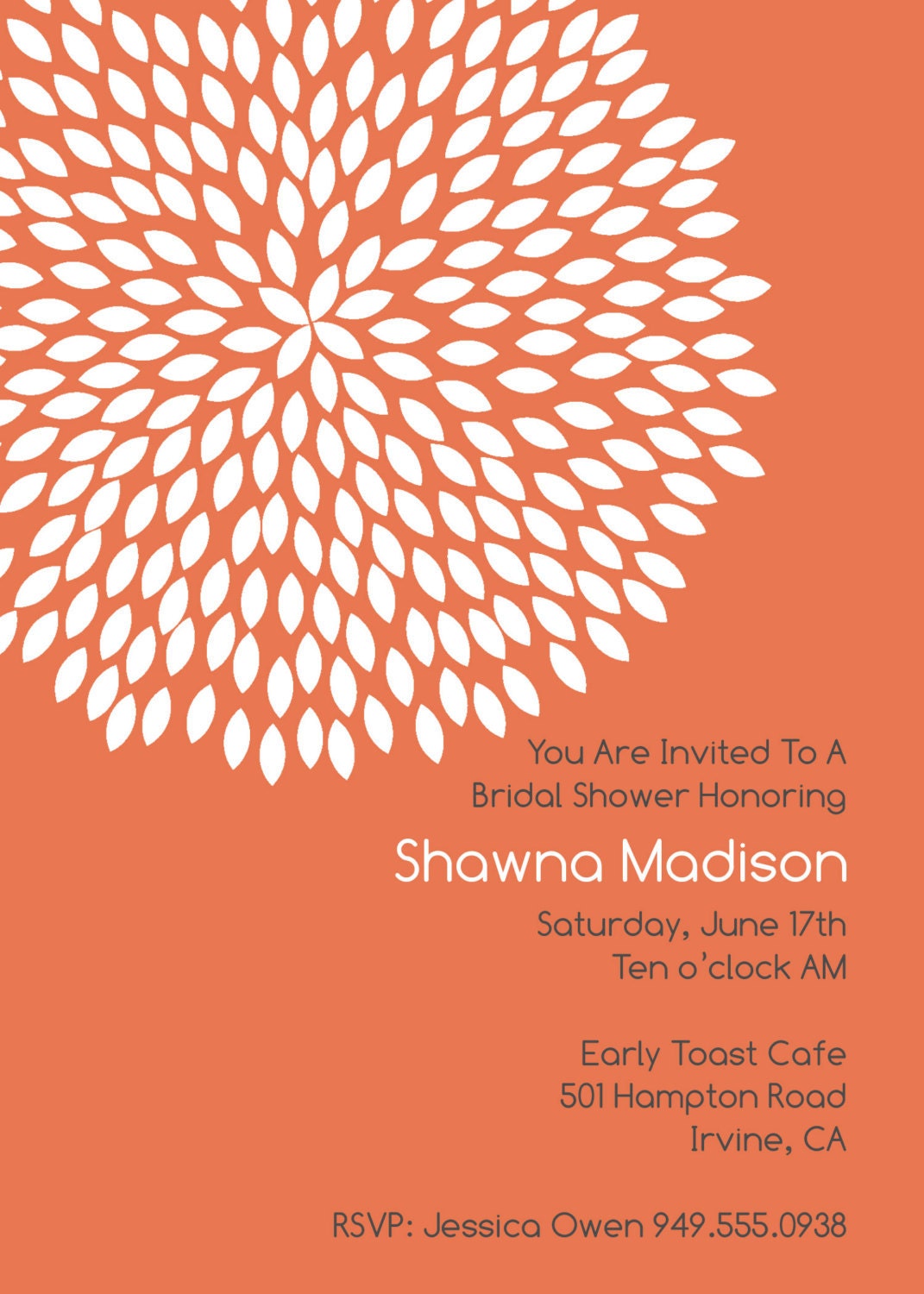 Baby Shower Invitation or bridal shower- Printable Mums Chrysanthemums, Coral Pink Purple