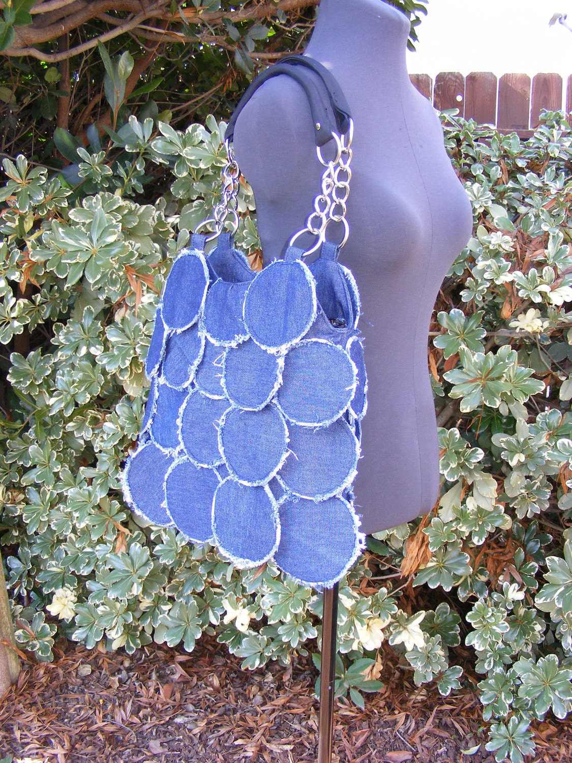 Paillette Denim Purse PDF Sewing Pattern with zipper, shoulder straps, lined "Bella"