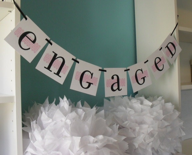 ENGAGED Banner Garland Sign Photo Prop Announcement Decor CUSTOM Il_170x135