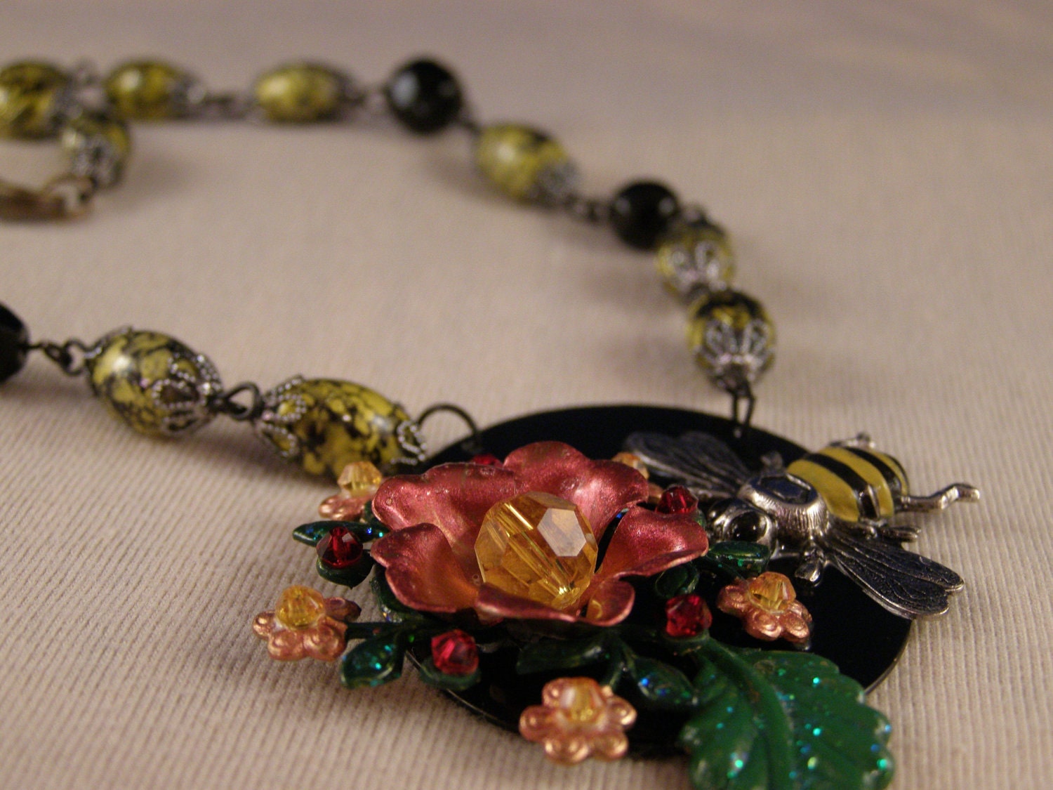 Bee and Flower Necklace - "Sweet Life"