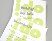 Quirky Wedding Invitation Custom Bold Neon Lime Green Casual Big Type I Do Marriage Vow