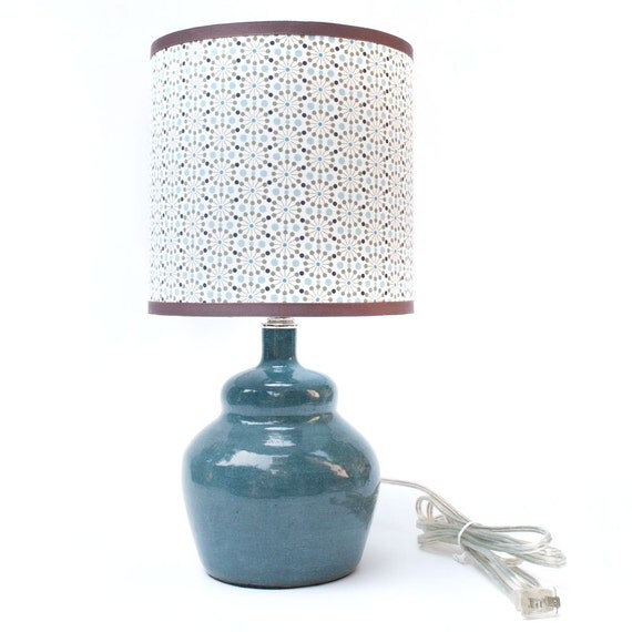 Items Similar To Small Plump Teal Ceramic Lamp With Shade On Etsy