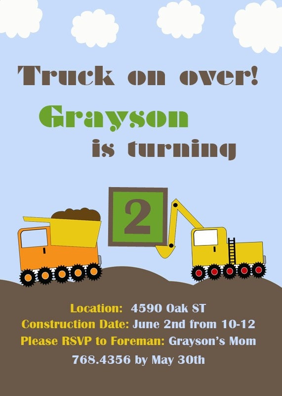 Custom Truck Birthday Party Invitation Il_570xn