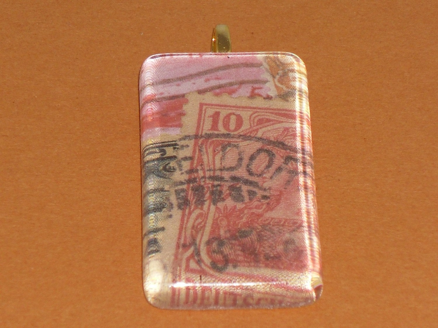 Stamp Rectangle Glass Tile Pendant