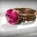 Wrapped Wire Ring OOAK with Swarovski Fushia crystal...Twisted Elvan Love