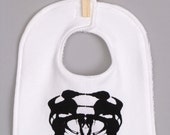 Unique Baby Bib - Black and White Ink Blot Design - 0-12 months - Soft Jersey Front - Absorbent Terrycloth Back - Velcro Closure