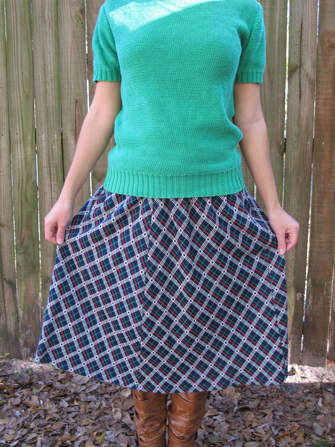 1960s A Line Skirt / 60s Mod Skirt / Plaid Skirt
