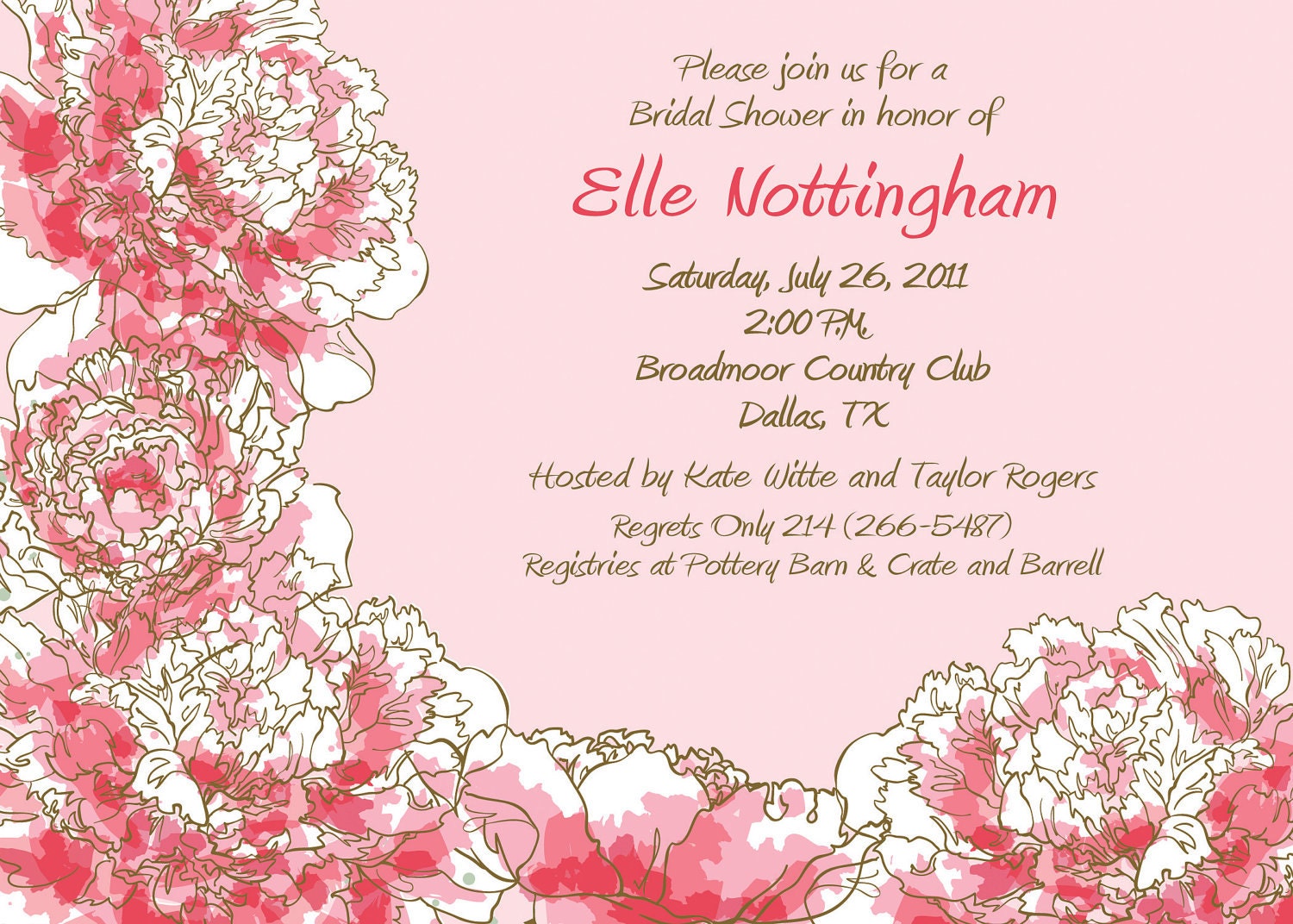Pink Peony Floral - Bridal Shower, Bachelorette Party, Rehearsal Dinner, Birthday Party Invitation Il_570xn