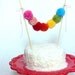 Yarn Pom Cake Garland - Rainbow - cake bunting, cake topper, cupcake pick, birthday party, decoration, wedding, baby shower, pom poms