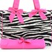 Diaper Bag Personalized Zebra Black Fuchsia Quilted Set