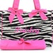 Diaper Bag Personalized Zebra Black Fuchsia Quilted Set