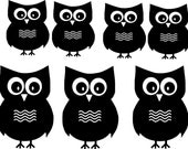 Vinyl Wall Decal......7 Hoot Owls  - 3 Large and 4 small...child children teen baby owl wall decal