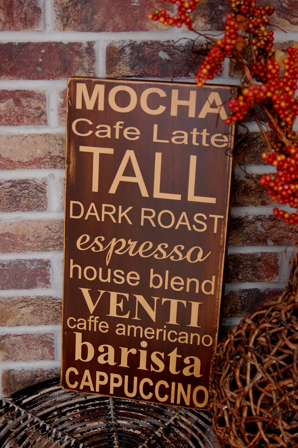 Coffee Subway Style Art Sign - handcrafted wood sign