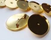9 Vintage Gold tone Oval Brooch Findings HC136