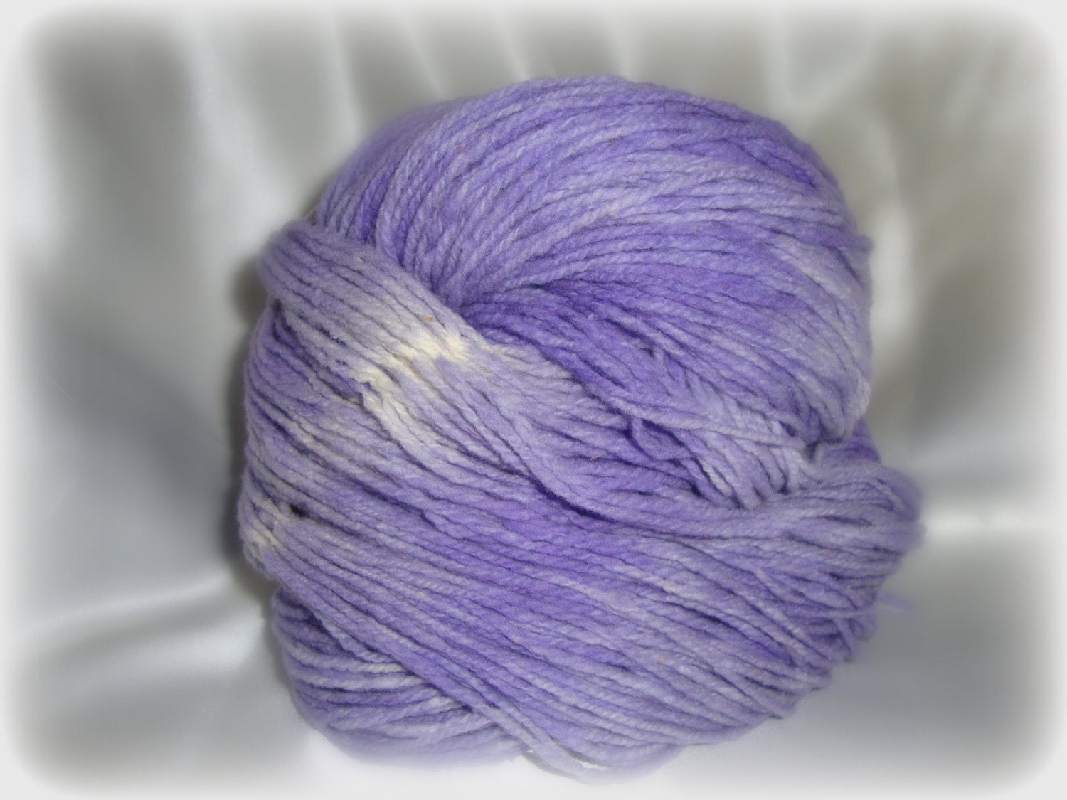 Hand Dyed Fine Sport Weight Lavender and Silver Merino Wool Yarn