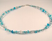 Blue woven bead necklace