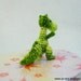 Tiny Green Tyrannosaurus - Dollhouse Miniature Dinosaurs - One Inch Scale - Micro Crochet Dinosaur - Made To Order