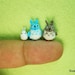 Micro Woodland Totoro and Friends - Mini Tiny Dollhouse Miniature Rabbits - Set of 3 Totoros - Made To Order