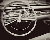 Vintage Car Photography - Cadillac Photographs - Black and White, Retro Mid-Century 1950s Cadillac,  Manly, Masculine, Art for Man.
