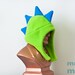 Green and Yellow Dinosaur Fleece Hat with Snap Closure