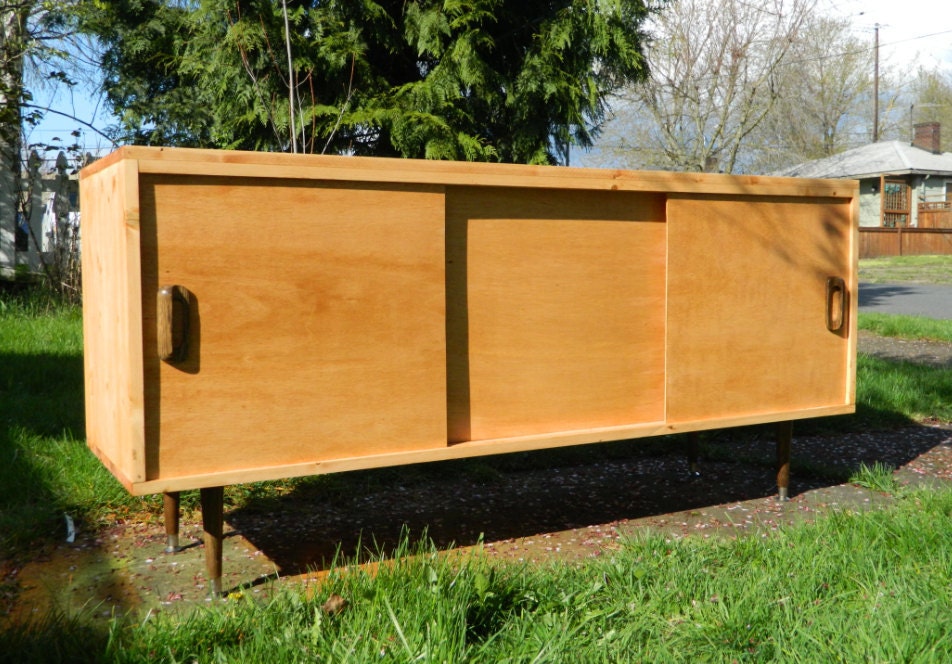 PRIVATE Mid Century Inspired Danish Modern TV Stand Credenza Entertainment Center 60"
