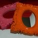 Vintage Hand Painted Ornate Mirrors Pink & Orange Set of 2