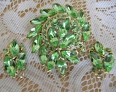 Vintage  WEISS Rhinestone Brooch and Earring Demi Parure, Layered  Dimensional, High End