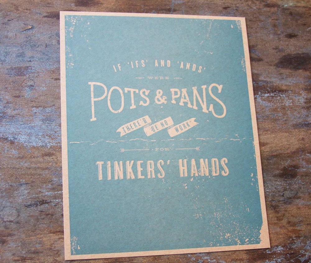 Pots and Pans Letterpress Print