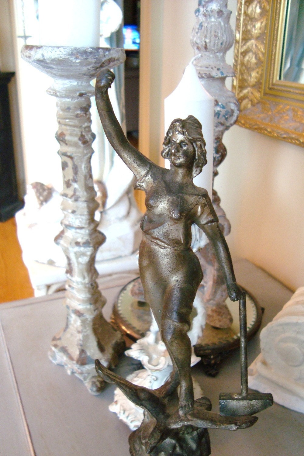 Antique French Spelter Statue L'Industrie 1800's