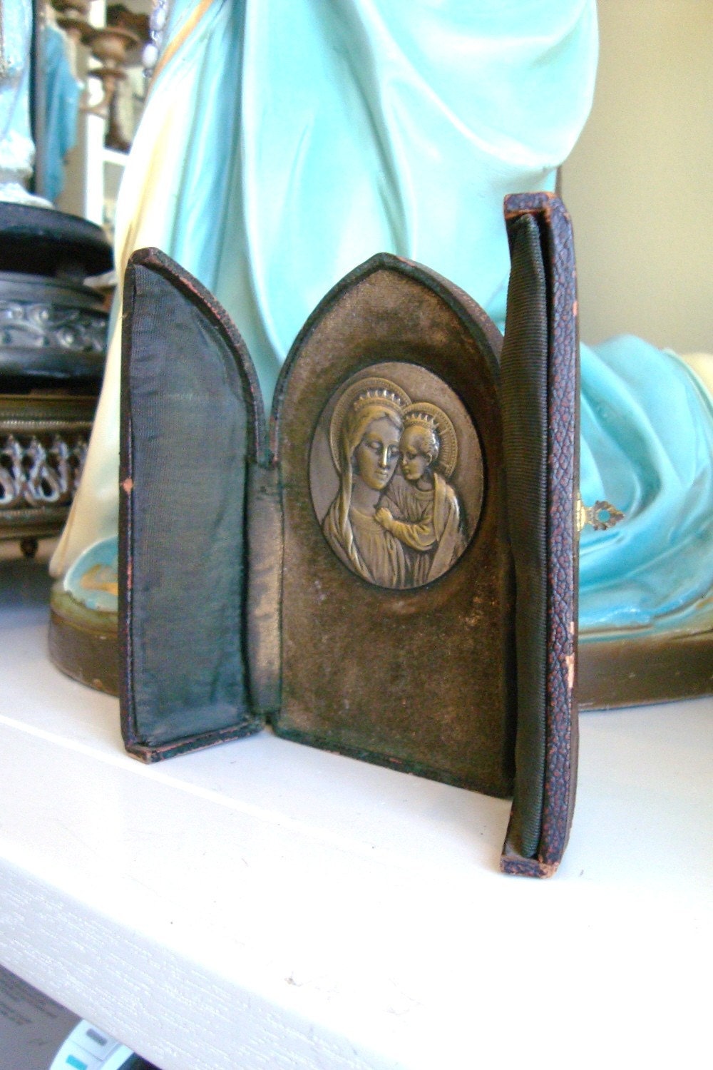 French Nuns Travelling Shrine Icon Convent Antique