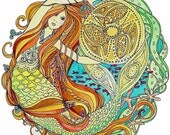Mermaid of Carrick print with folklore booklet, 8x8in/210x210mm