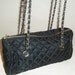 ON SALE Vintage Chanel Inspired Black quilted mini duffle bag with silver chain