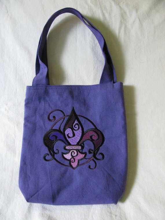CLEARANCE - Small Purple Tote Bag Purse with Machine Embroidered ... CLEARANCE - Small Purple Tote Bag Purse with Machine Embroidered ...