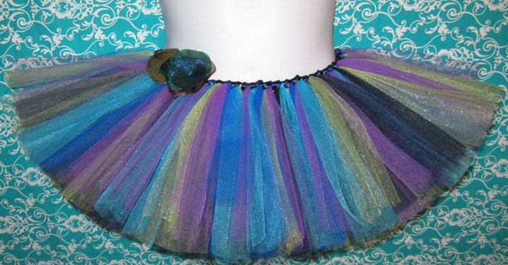 Baby Peacock Tutu with Matching Headband...Newborn, Baby, Toddler...Costume, Photo Prop, Birthday Tutu