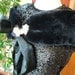 Wedding wrap black faux fur satin tie