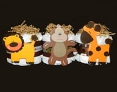 JUNGLE SAFARI - Set of 3 Mini Diaper Cakes Centerpieces Baby Shower ideas Baby Shower gifts Monkey Giraffe Lion