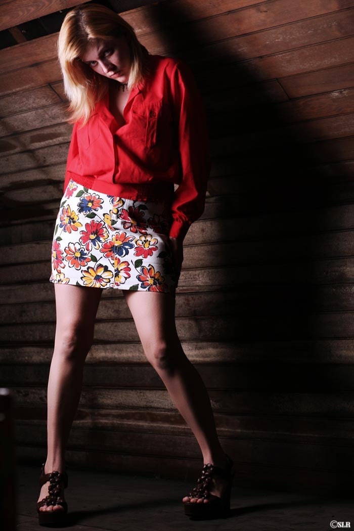 Late 80's Early 90's "flowers in the attic" colorful floral denim high waisted skirt