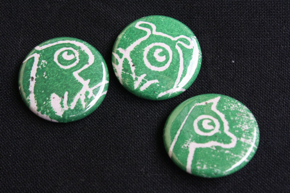 Tally's Bestiary critters - set of 3 pinback buttons