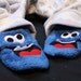 fuzzy blue monster slippers - ON SALE