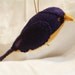 purple and gold felt bird ornament