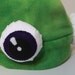 bug-eyed swamp monster hat in green & purple fleece